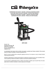 Notice Orbegozo APS 1400 Aspirador