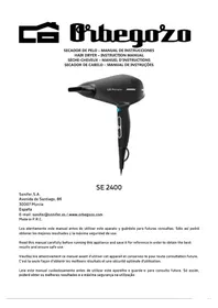 Notice Orbegozo SE 2400 Secador de cabelo
