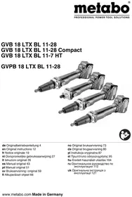 Notice METABO GVB 18 LTX BL 11-28 C Broyeur