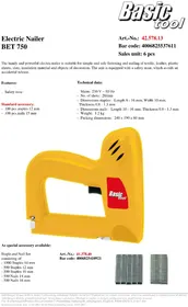 Notice Basic tool BET 750 Agrafeuse