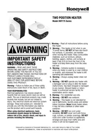 Notice HONEYWELL HHF175 Radiateur électrique