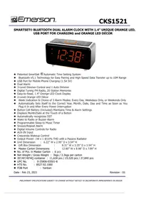 Notice Emerson CKS1521 Réveil numérique