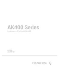 Notice DeepCool AK400 ZERO DARK PLUS Système de refroidissement de matériel informatique