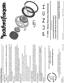 Notice Rockford Fosgate PUNCH P1S88 Subwoofer