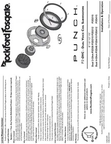 Notice Rockford Fosgate PUNCH P2D212 Subwoofer