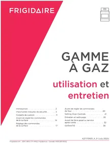 Notice FRIGIDAIRE FCRG3051BW Cuisinière