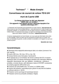Notice TECHNAXX TE19 24V Non catégorisé