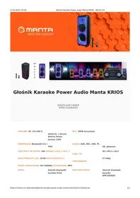 Notice Manta KRIOS SPK1202B250 Système de sonorisation