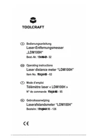 Notice Toolcraft LDM100H Afstandsmeter