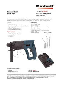 Notice Global BH-G 920 Marteau