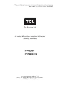 Notice TCL RP470CXE1UK Réfrigérateur