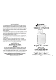 Notice Guardian AC225 Purificateur d'air