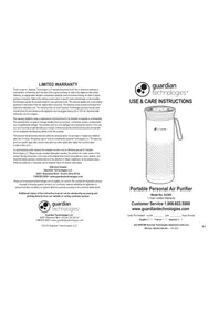 Notice Guardian AC085 Purificateur d'air