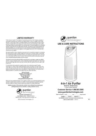 Notice Guardian AC4625 Purificateur d'air
