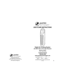 Notice Guardian AC4870 Purificateur d'air