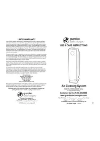 Notice Guardian AC5300 Purificateur d'air