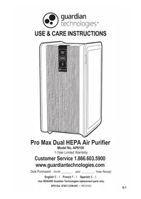 Notice Guardian AP6100 Purificateur d'air