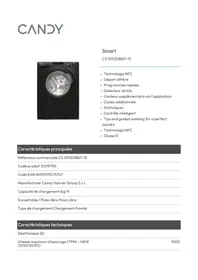Notice CANDY CS 1092DBB/1-15 Lave-linge