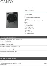 Notice CANDY CSS214TWMFG/1-15 Lave-linge