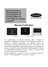 Notice CARRIER INFINITY SYSTXCCICF01-B Thermostat