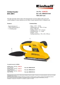 Notice Bavaria by Einhell BSS 280/1 Ponceuse