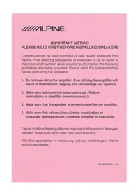 Notice ALPINE S2-SB12V Haut-parleur