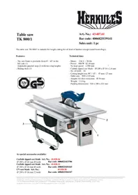 Notice Herkules TK 800/1 Scie