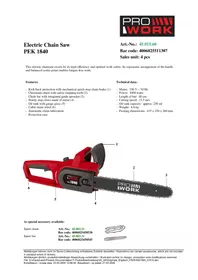 Notice Prowork PEK 1840 Scie