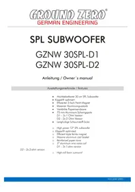 Notice Ground Zero GZNW 30SPL-D2 Caisson de basses