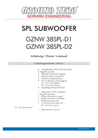 Notice Ground Zero GZNW 38SPL-D1 Caisson de basses