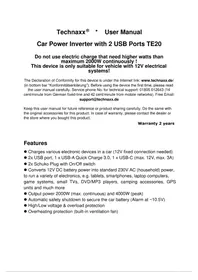 Notice TECHNAXX TE20 Chargeur téléphone portable