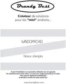 Notice BRANDY BEST WINDOPRO40 Réfrigérateur