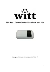 Notice Witt SMART VACUUM SEALER Appareils à emballage sous vide