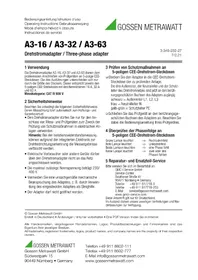 Notice Gossen Metrawatt A3-16 Non catégorisé