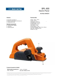 Notice Bavaria by Einhell BPL 600 Rabot