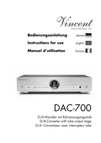 Notice VINCENT DAC-700 Ecouteur