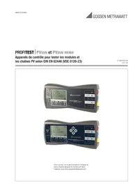Notice Gossen Metrawatt PROFITEST PVSUN MEMO équipements de mesure