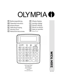Notice OLYMPIA 2504 TCSM Calculatrice