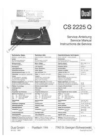 Notice DUAL CS 2225 Q Equipement DJ
