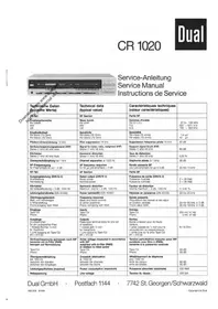 Notice DUAL CR 1020 Magnétocassete
