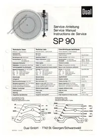 Notice DUAL SP 90 Platine disque