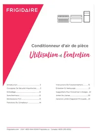 Notice FRIGIDAIRE FHWW105WE1 Climatisation