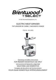 Notice Brentwood MG-1800S Hachoir