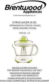 Notice Brentwood J-15 Extracteur de jus
