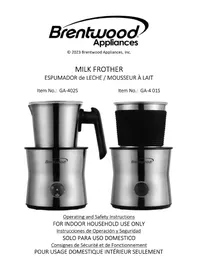 Notice Brentwood GA-401S Mousseur à lait