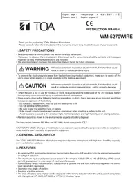 Notice TOA WM-5270 Microphone