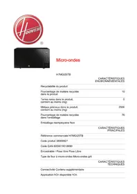 Notice HOOVER H7MGI25TB Four à micro-ondes