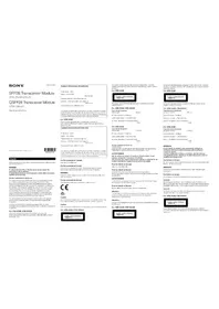 Notice SONY OTM-100GSR Carte réseau / adaptateur