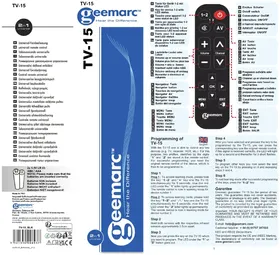 Notice GEEMARC TV-15 Télécommande