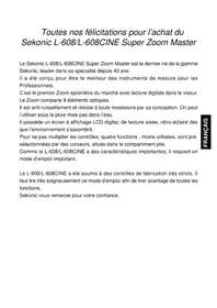 Notice SEKONIC SUPER ZOOM MASTER L-608CINE Non catégorisé